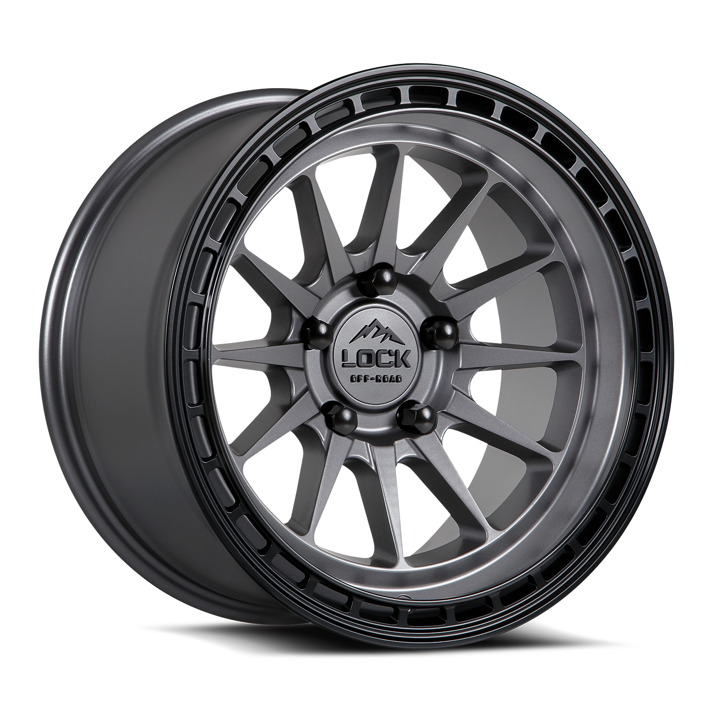 17x9 Lock Off-Road Baja Matte Grey With Matte Black Ring Wheel 6x135 (0mm)