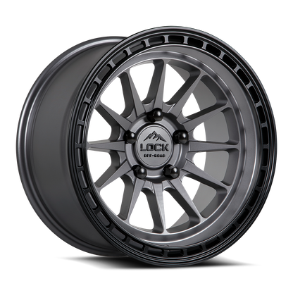 17x9 Lock Off-Road Baja Matte Grey With Matte Black Ring Wheel 6x135 (0mm)