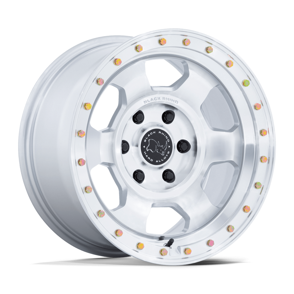 17x8.5 Black Rhino Hard Alloys BR029 Trooper Gloss Silver Mach Wheel 5x5 (-10mm)