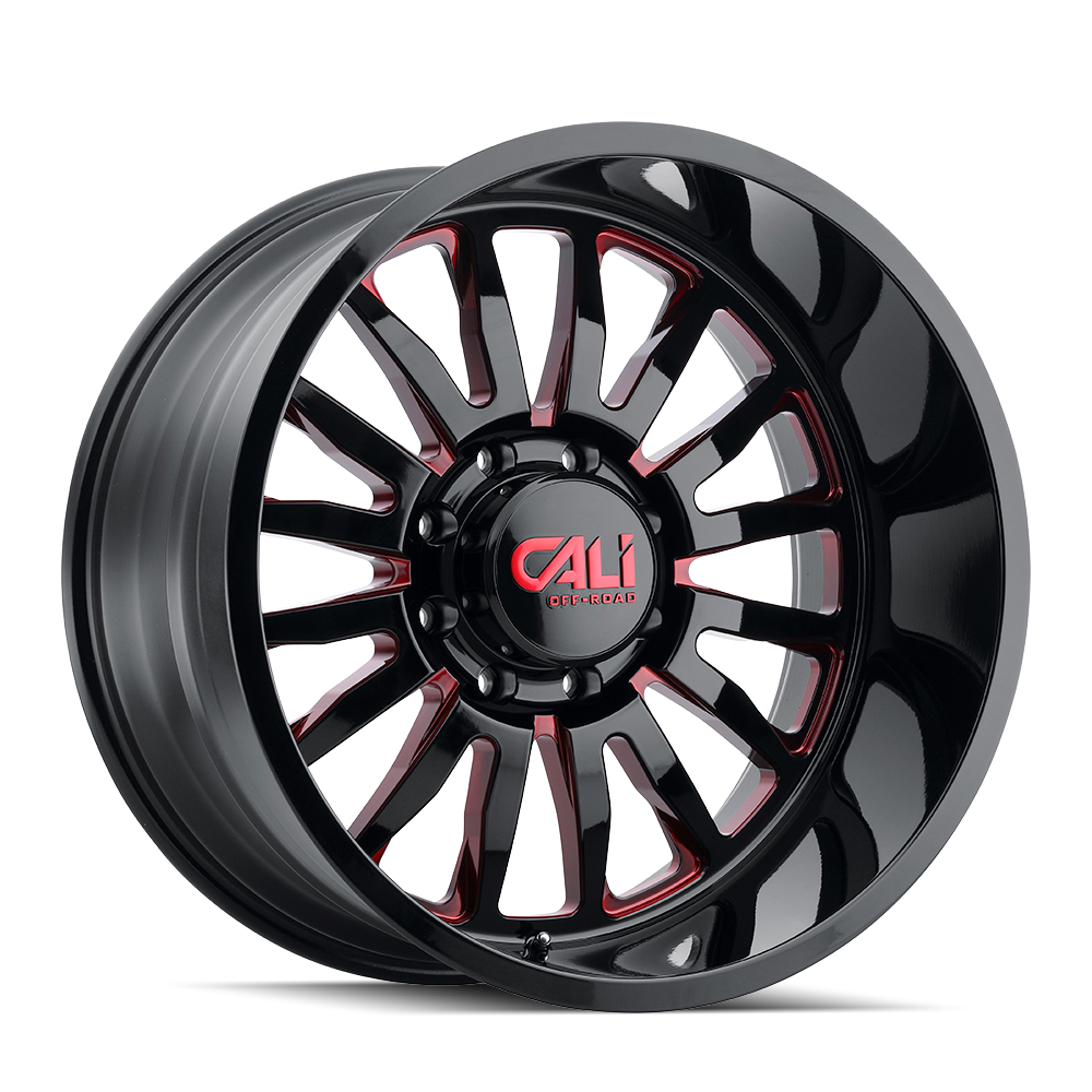 22x12 Cali Off-Road Summit Gloss Black/Red Wheel 6x5.5 (-51mm)