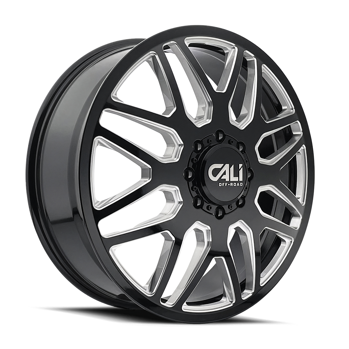 24x8.25 Cali Off-Road 9115D Invader Black/Mill Dually Front Wheel 8x200 (115mm)