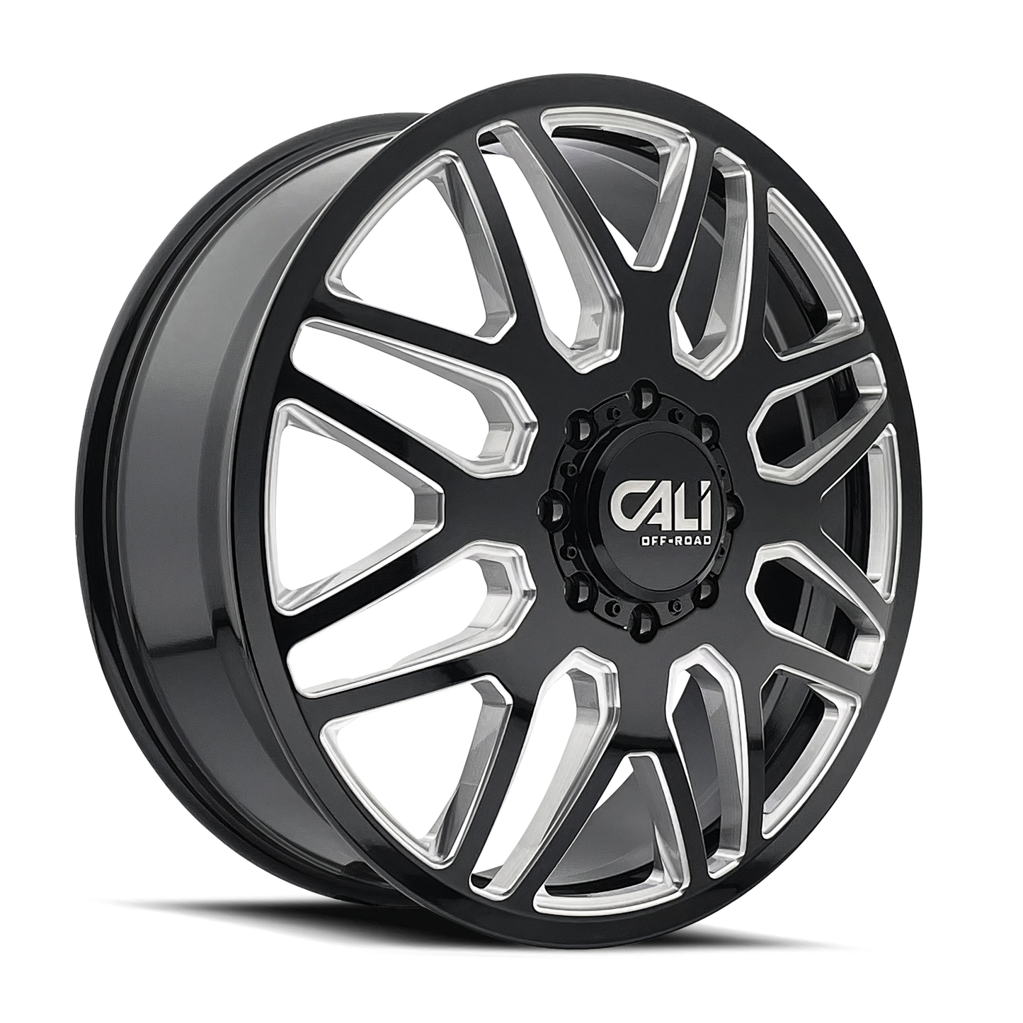 24x8.25 Cali Off-Road 9115D Invader Black/Mill Dually Front Wheel 8x200 (115mm)