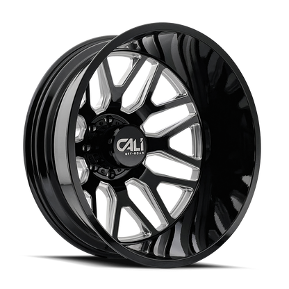 22x8.25 Cali 9115D Invader DUALLY REAR Gloss Black/Milled Wheel 8x210 (-232mm)