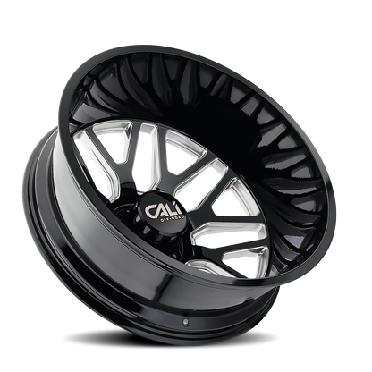 22x8.25 Cali 9115D Invader DUALLY REAR Gloss Black/Milled Wheel 8x210 (-232mm)