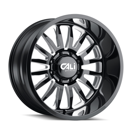 22x10 Cali Off-Road 9110 Summit Gloss Black/Milled Spokes Wheel 6x135 (0mm)