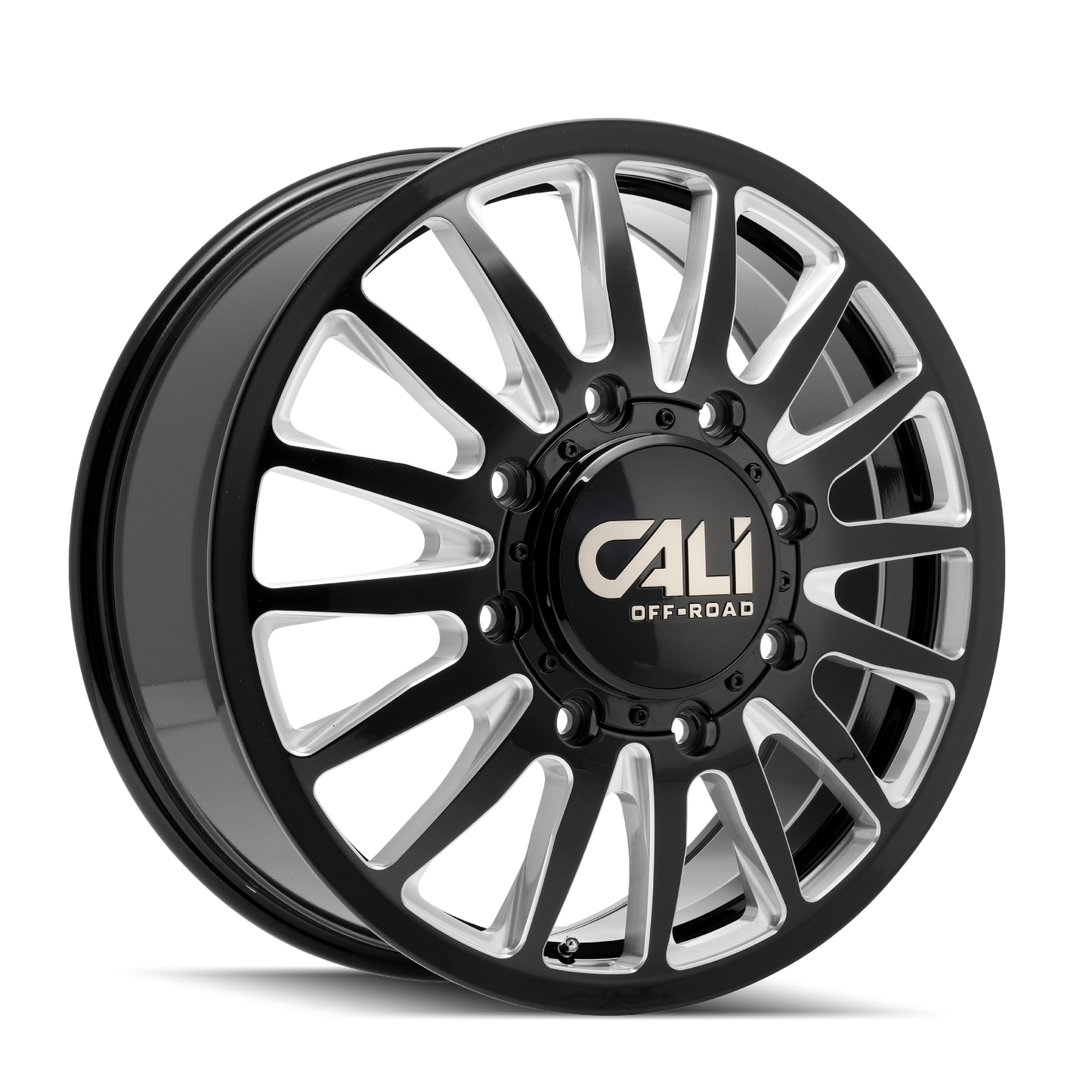 22x8.25 Cali Off-Road Summit Gloss Black/Milled Dually Front Wheel 8x210 (115mm)