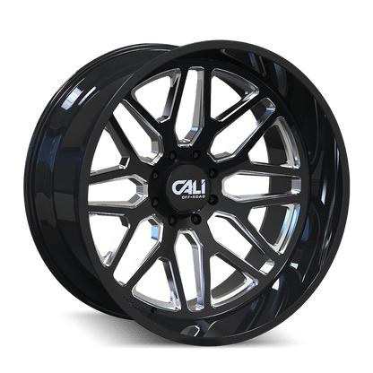 20x12 Cali Off-Road 9115 Invader Gloss Black/Milled Spokes Wheel 6x5.5 (-51mm)