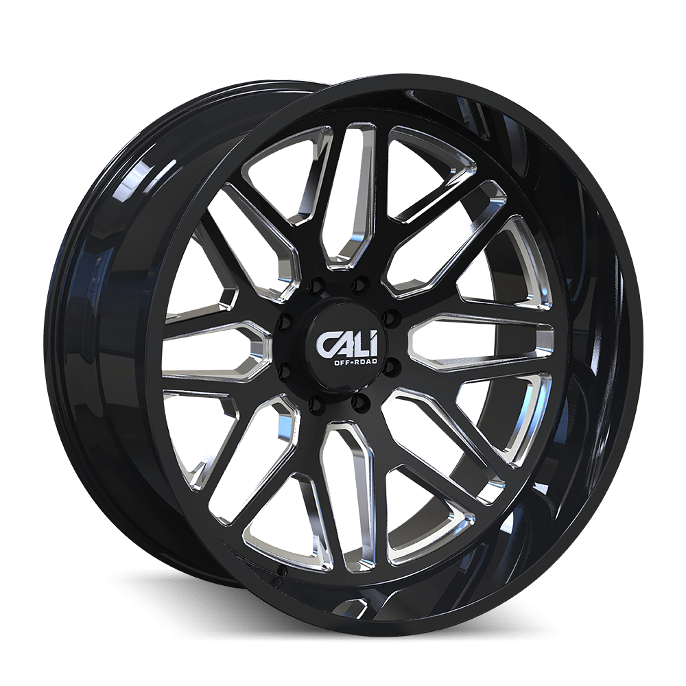 20x10 Cali Off-Road 9115 Invader Gloss Black Milled Spokes Wheel 8x6.5 (-25mm)