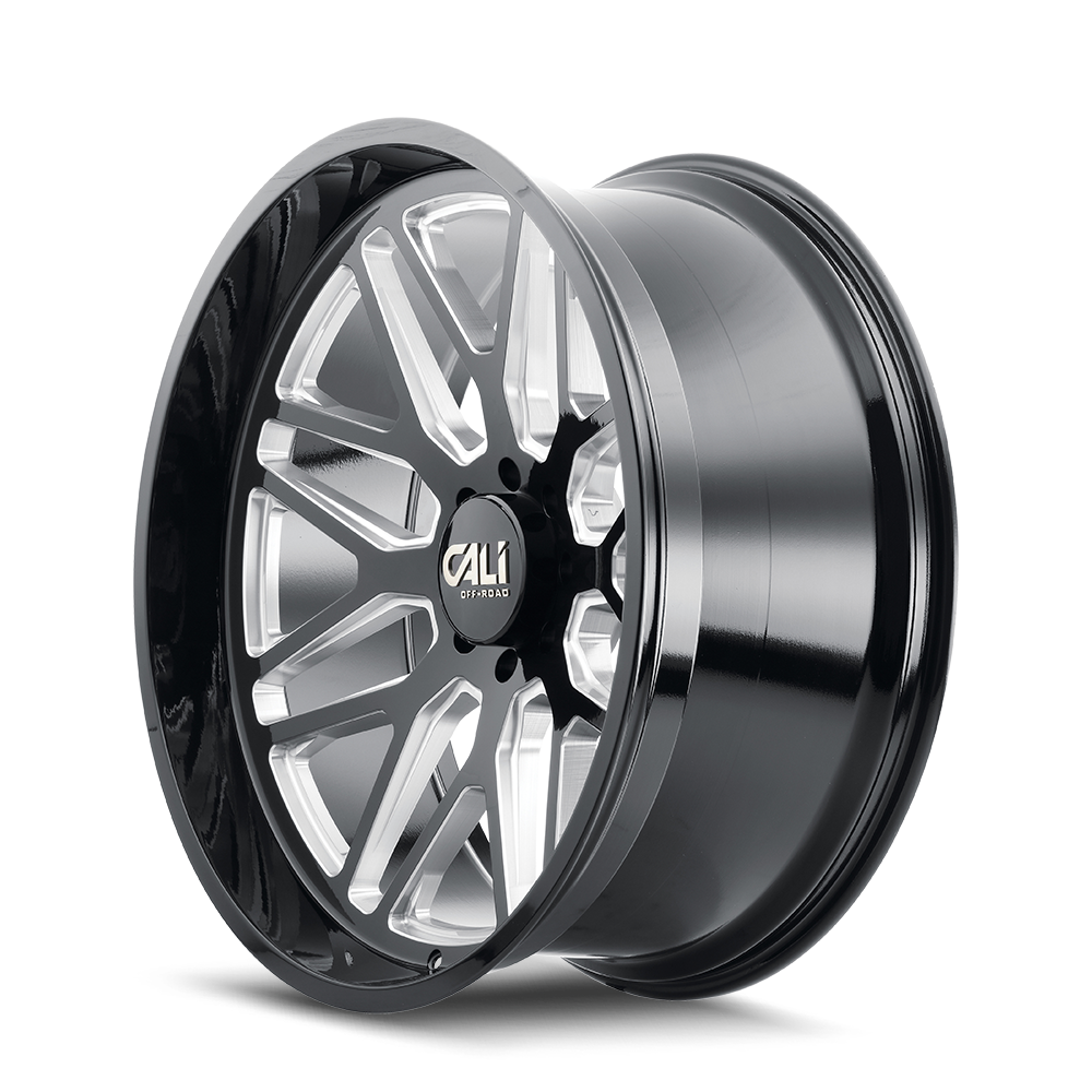 20x12 Cali Off-Road 9115 Invader Gloss Black/Milled Spokes Wheel 6x135 (-51mm)