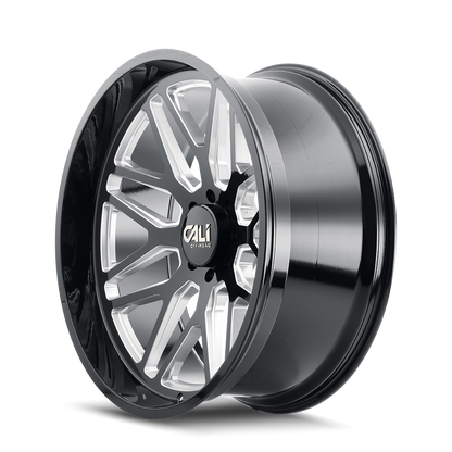 20x12 Cali Off-Road 9115 Invader Gloss Black/Milled Spokes Wheel 6x135 (-51mm)