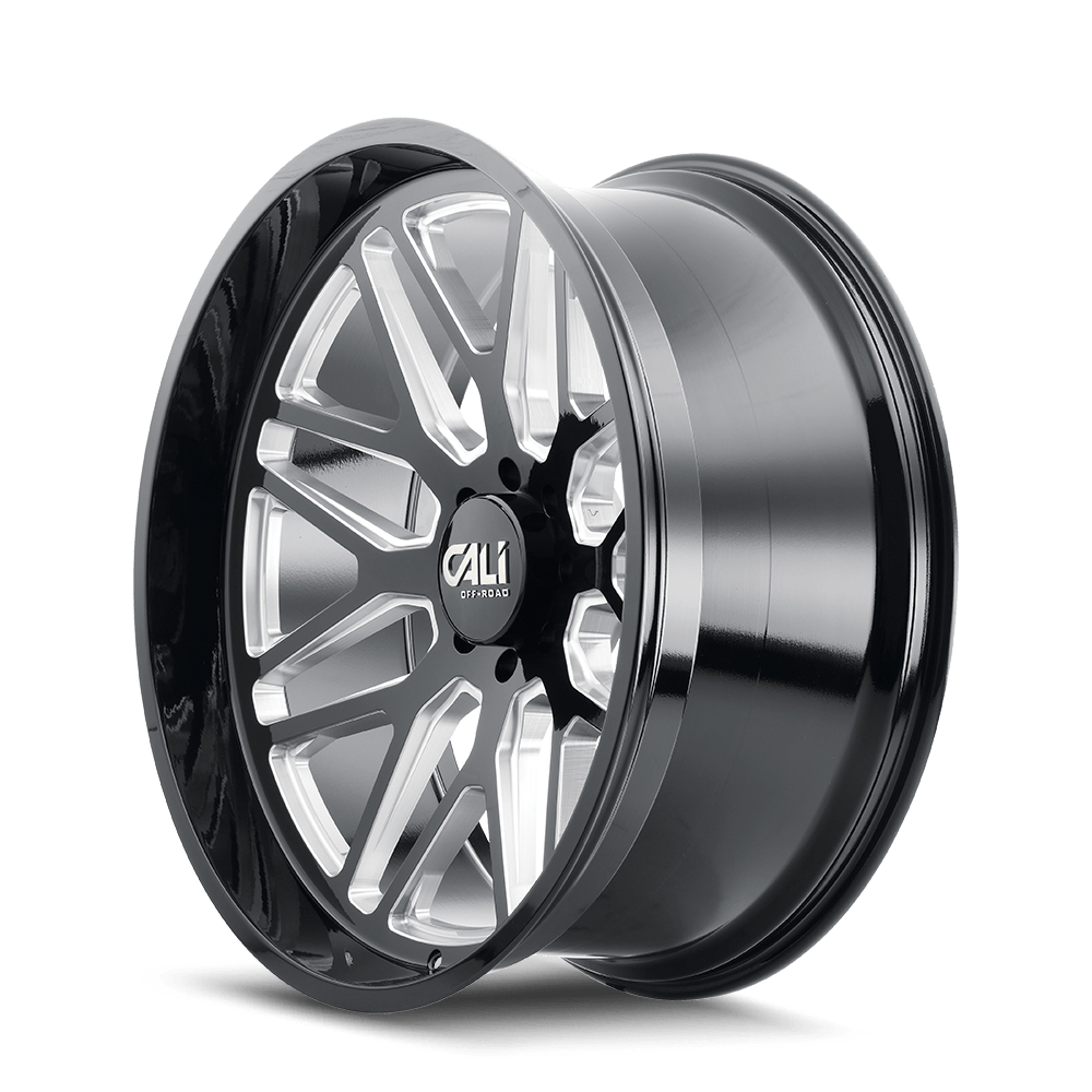 20x12 Cali Off-Road 9115 Invader Gloss Black/Milled Spokes Wheel 6x5.5 (-51mm)