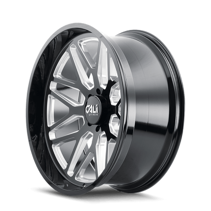 26x14 Cali Off-Road 9115 Invader Gloss Black/Milled Spokes Wheel 8x6.5 (-76mm)