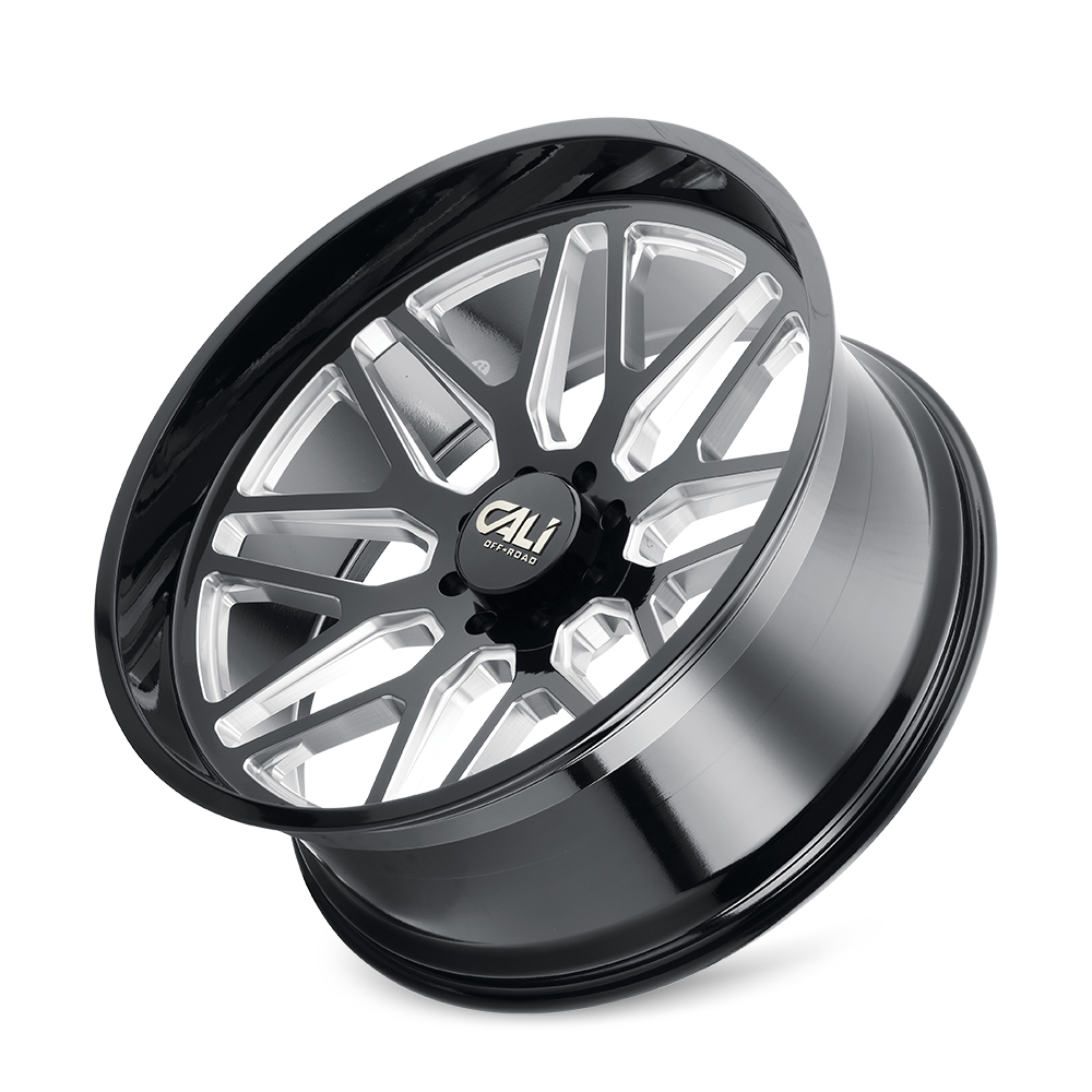 20x12 Cali Off-Road 9115 Invader Gloss Black/Milled Spokes Wheel 6x135 (-51mm)