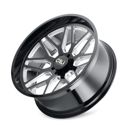 20x12 Cali Off-Road 9115 Invader Gloss Black/Milled Spokes Wheel 6x135 (-51mm)