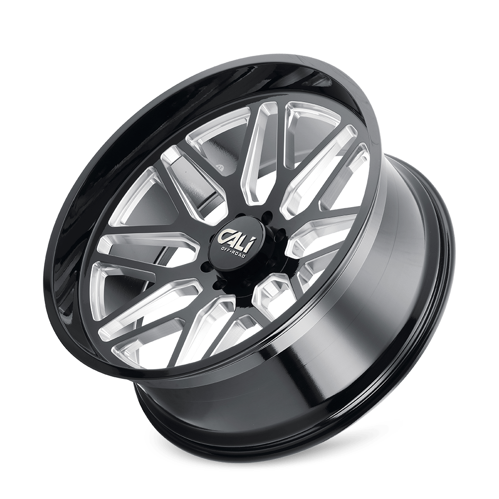 26x14 Cali Off-Road 9115 Invader Gloss Black/Milled Spokes Wheel 8x6.5 (-76mm)