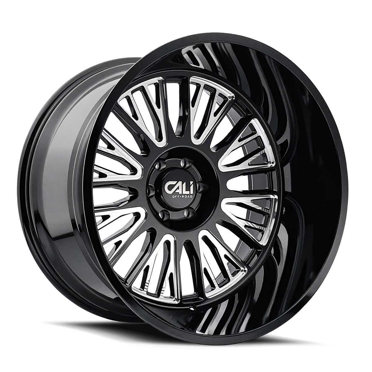 22x12 Cali Off-Road 9116 Vertex Black and Milled Wheel 8x6.5 (-44mm)