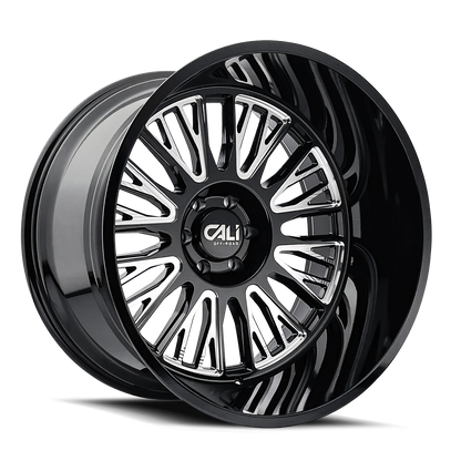 22x12 Cali Off-Road 9116 Vertex Black and Milled Wheel 8x170 (-44mm)