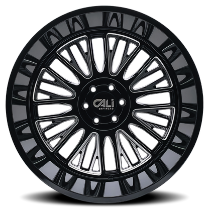 22x12 Cali Off-Road 9116 Vertex Black and Milled Wheel 8x170 (-44mm)