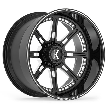 22x14 KG1 KC007 Compass Gloss Black Premium Milled FORGED Wheel 8x6.5 (-76mm)