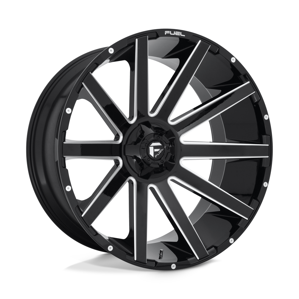 26x12 Fuel D615 CONTRA GLOSS BLACK MILLED Wheel 6x135/6x5.5 (-44mm)