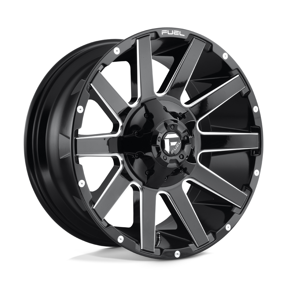 20x9 Fuel D615 CONTRA GLOSS BLACK MILLED Wheel 8x180 (20mm)