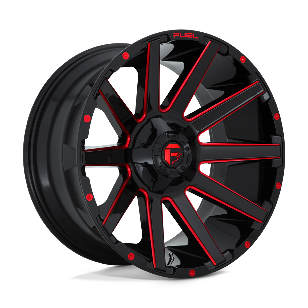 22x10 Fuel D643 CONTRA GLOSS BLACK RED TINTED CLEAR Wheel 8x170 (-18mm)