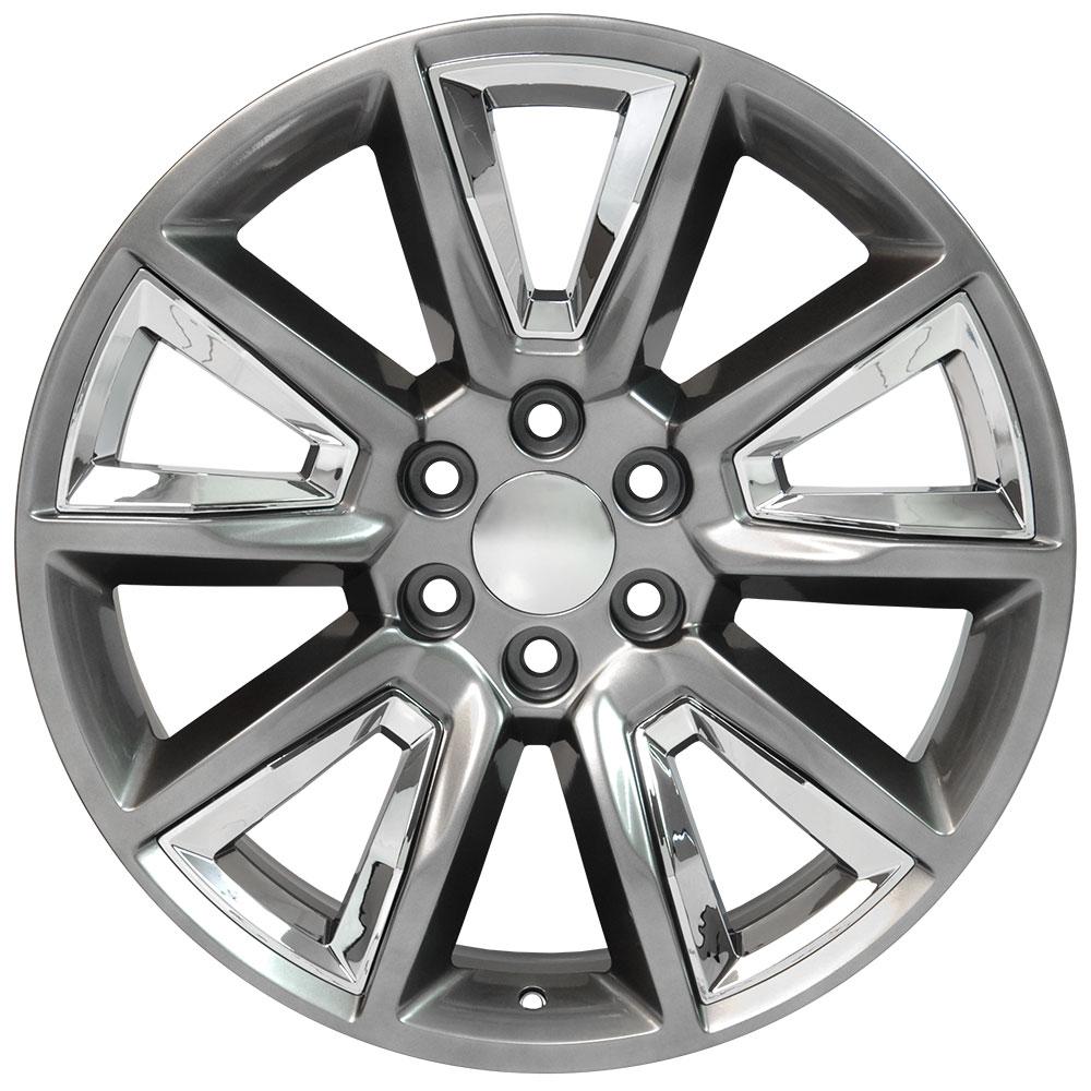 22x9 OE Wheels CV73B Hyper Black with Chrome Insert Wheel 6x5.5 (24mm)