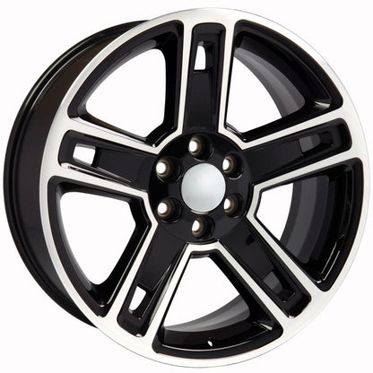 22x9 OE Wheels CV74B Black Machined Wheel 6x5.5 (24mm)