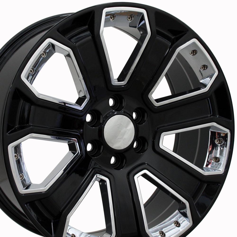 22x9 OE Wheels CV93B Black with Chrome Wheel 6x5.5 (24mm)