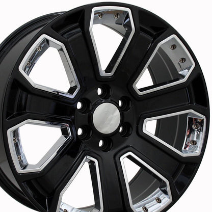 22x9 OE Wheels CV93B Black with Chrome Wheel 6x5.5 (24mm)