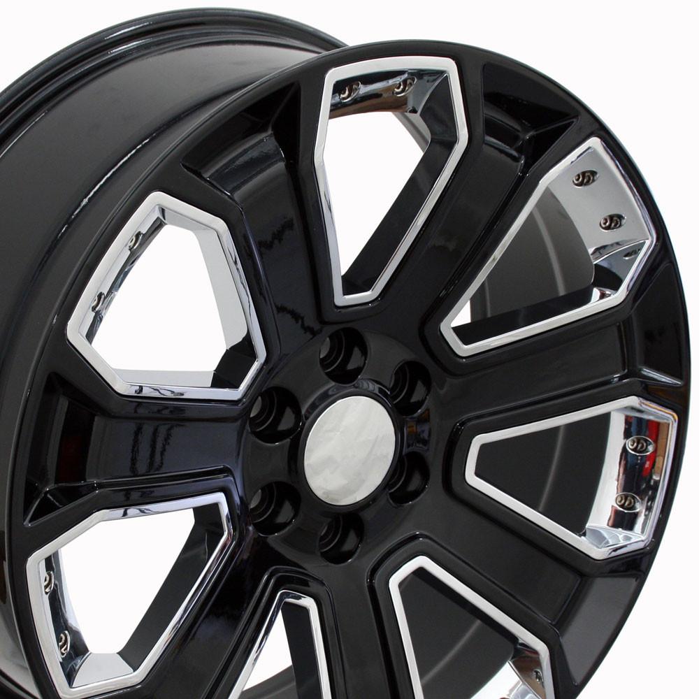 22x9 OE Wheels CV93B Black with Chrome Wheel 6x5.5 (24mm)