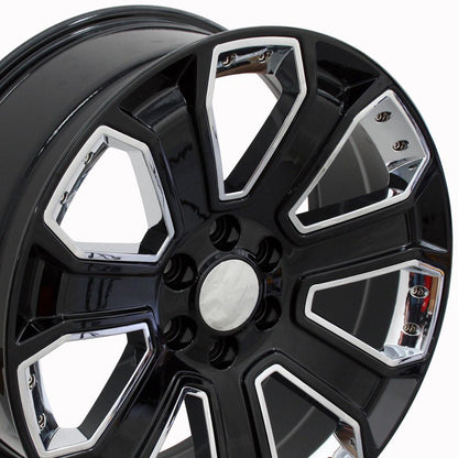 22x9 OE Wheels CV93B Black with Chrome Wheel 6x5.5 (24mm)
