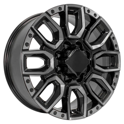 20x8.5 OE Wheels CV97B Black Milled Edge with Tinted Clear Wheel 8x180 (47mm)