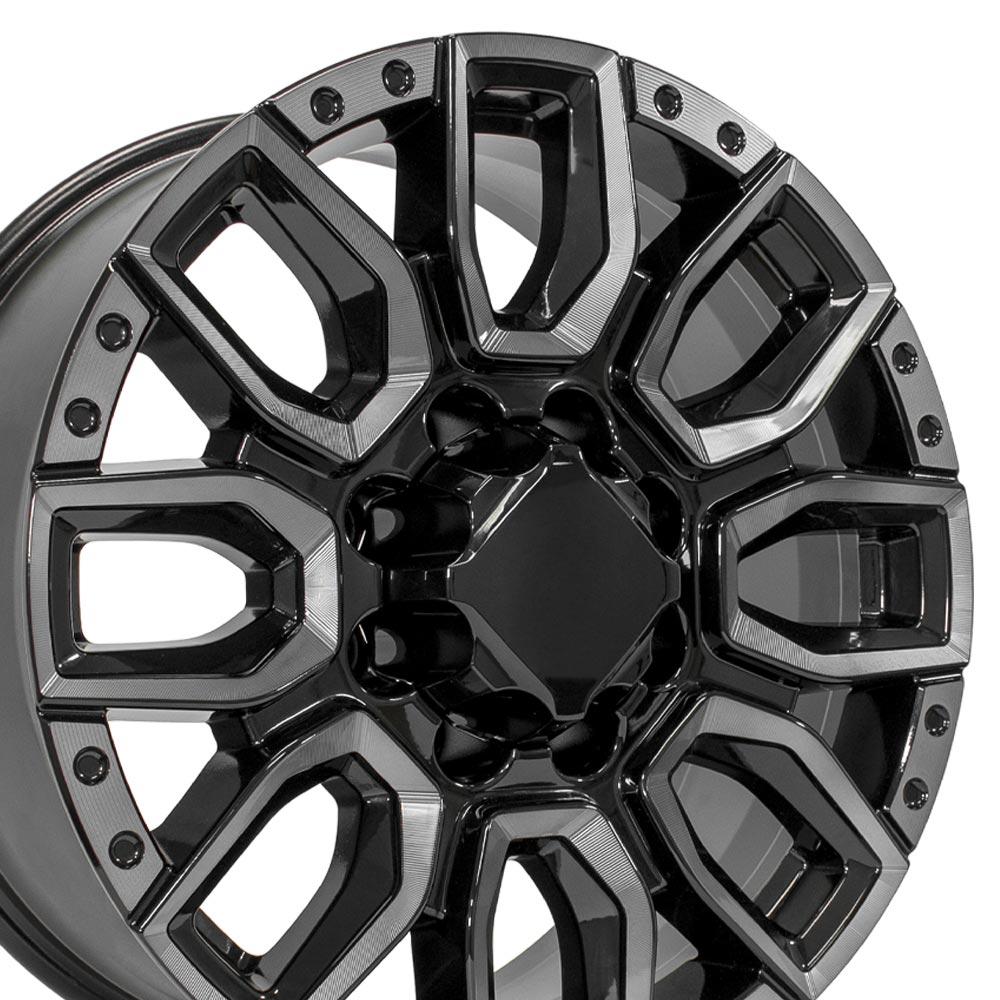 20x8.5 OE Wheels CV97B Black Milled Edge with Tinted Clear Wheel 8x180 (47mm)