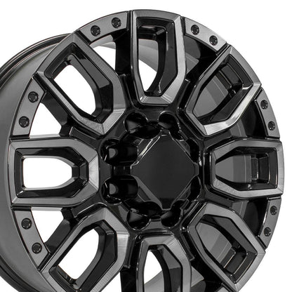 20x8.5 OE Wheels CV97B Black Milled Edge with Tinted Clear Wheel 8x180 (47mm)