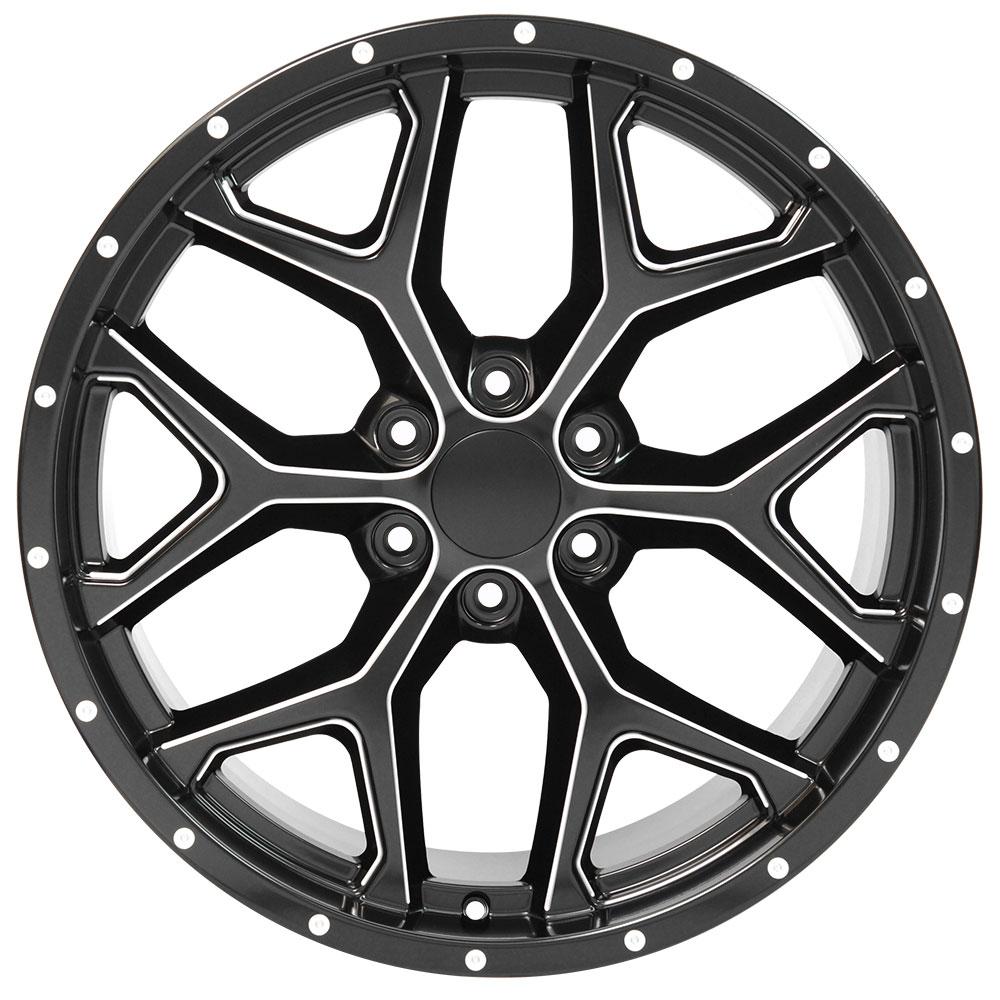 22x9.5 OE Wheels CV98 Satin Black with Milled Edge Wheel 6x5.5 (24mm)