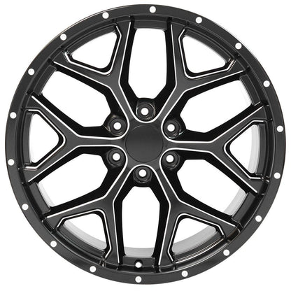 22x9.5 OE Wheels CV98 Satin Black with Milled Edge Wheel 6x5.5 (24mm)