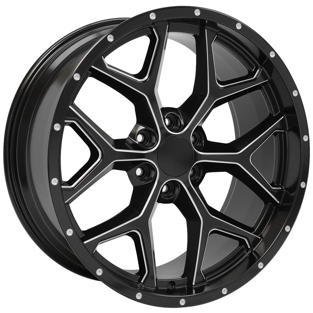 22x9.5 OE Wheels CV98 Satin Black with Milled Edge Wheel 6x5.5 (24mm)
