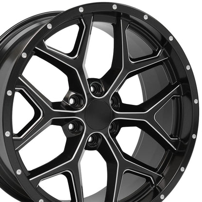 22x9.5 OE Wheels CV98 Satin Black with Milled Edge Wheel 6x5.5 (24mm)