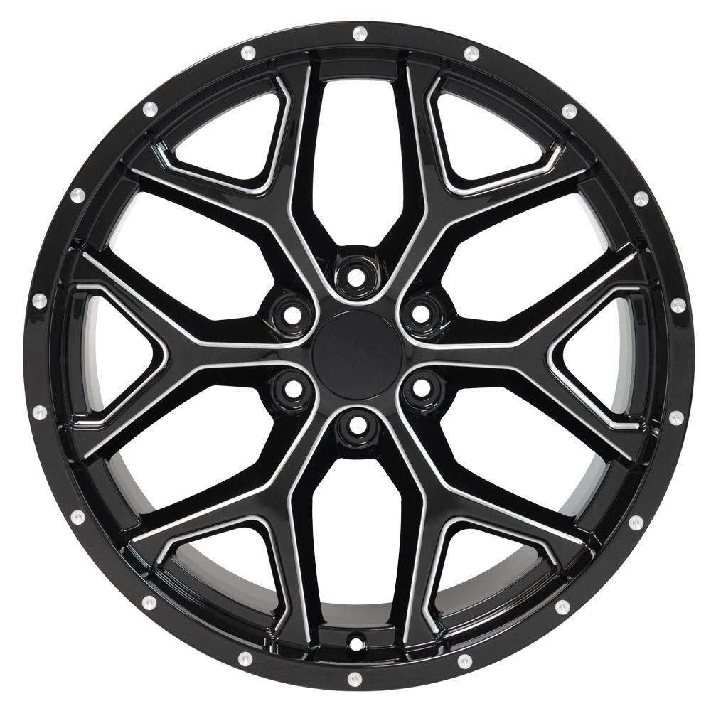 22x9.5 OE Wheels CV98 Black with Milled Edge Wheel 6x5.5 (24mm)