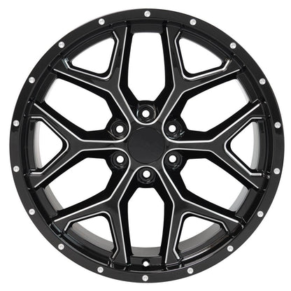 22x9.5 OE Wheels CV98 Black with Milled Edge Wheel 6x5.5 (24mm)