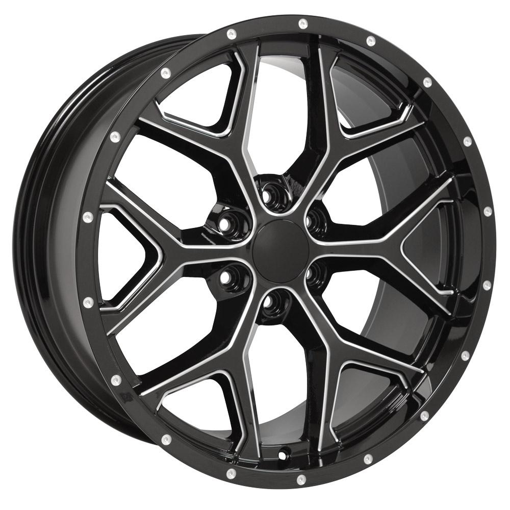 22x9.5 OE Wheels CV98 Black with Milled Edge Wheel 6x5.5 (24mm)
