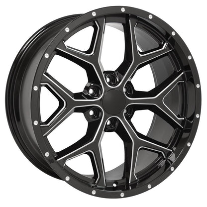 22x9.5 OE Wheels CV98 Black with Milled Edge Wheel 6x5.5 (24mm)