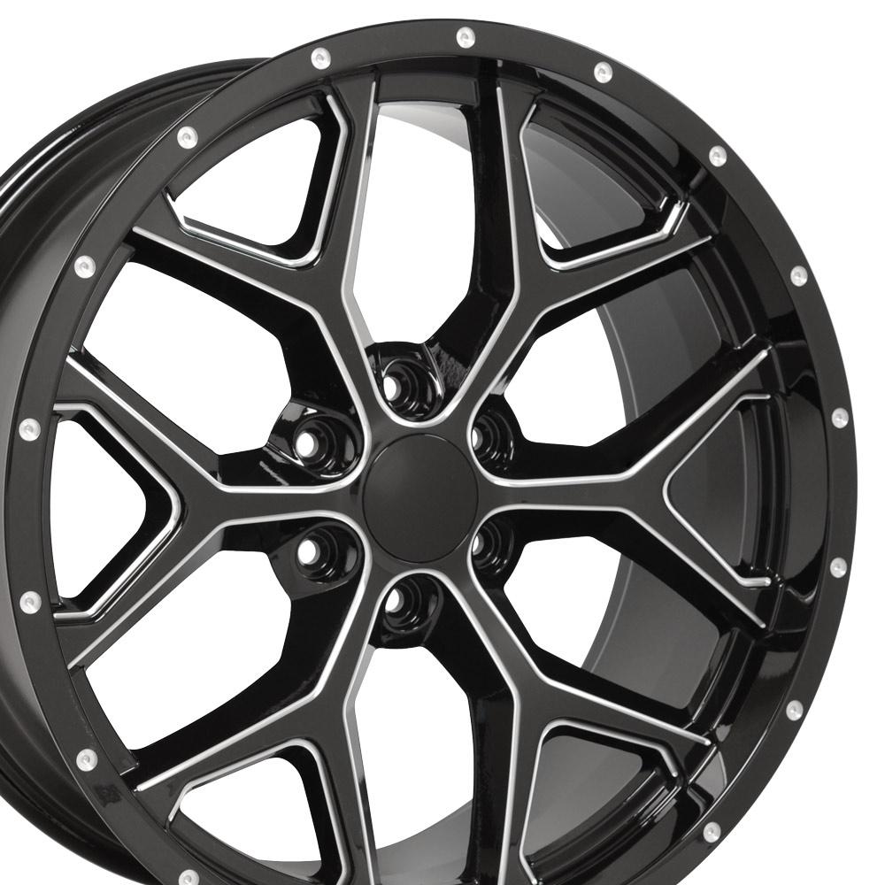 22x9.5 OE Wheels CV98 Black with Milled Edge Wheel 6x5.5 (24mm)