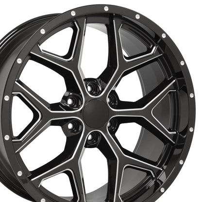 22x9.5 OE Wheels CV98 Black with Milled Edge Wheel 6x5.5 (24mm)