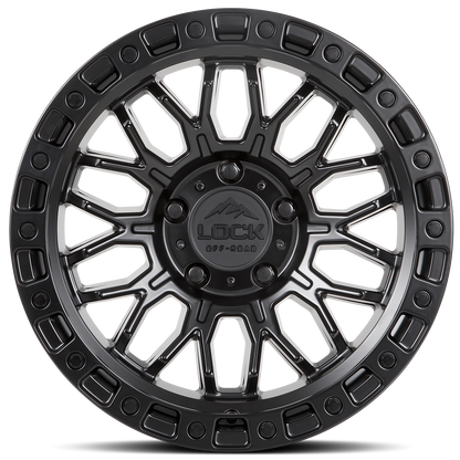 20x10 Lock Off-Road Combat Matte Black With Matte Black Ring Wheel 8x6.5 (-18mm)