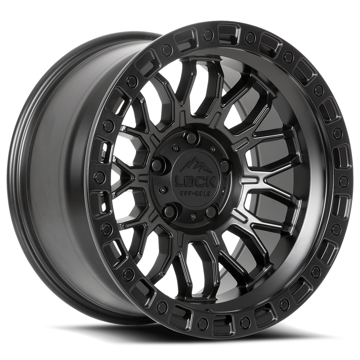 17x9 Lock Off-Road Combat Matte Black With Matte Black Ring Wheel 5x5 (-12mm)
