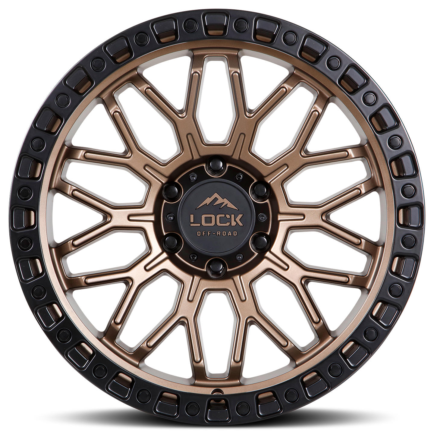 17x9 Lock Off-Road Combat Matte Bronze With Matte Black Ring Wheel 6x135 (-12mm)