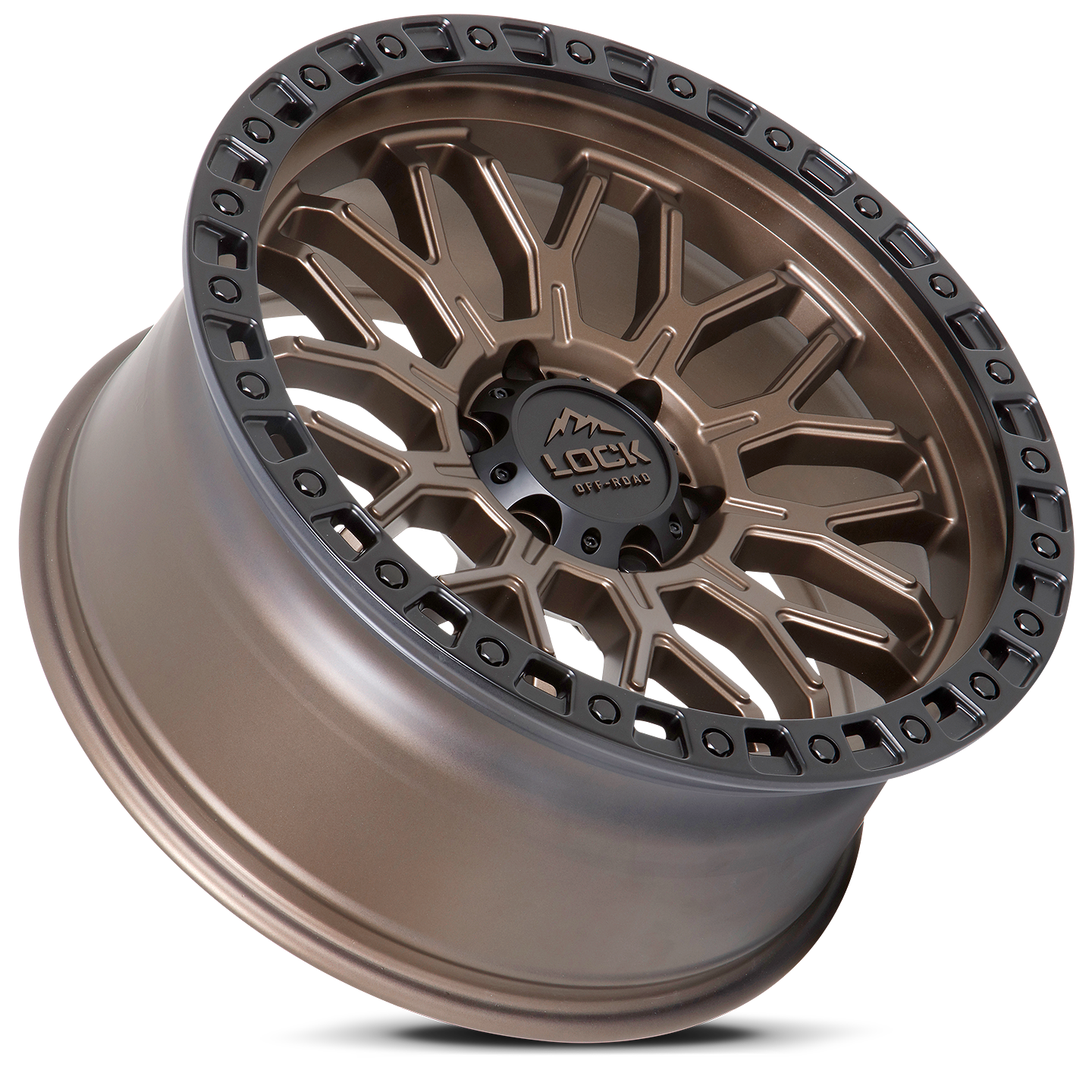 17x9 Lock Off-Road Combat Matte Bronze With Matte Black Ring Wheel 6x135 (-12mm)