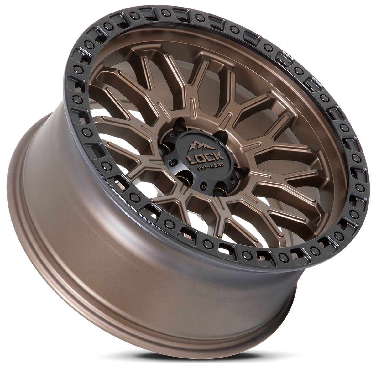 17x9 Lock Off-Road Combat Matte Bronze With Matte Black Ring Wheel 5x5 (1mm)